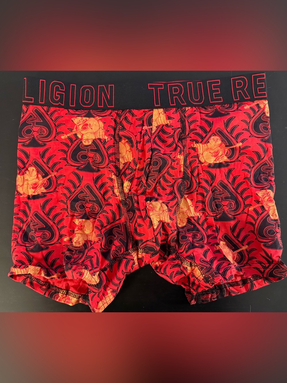 True Religion Red and Black Graphic Boxer Briefs